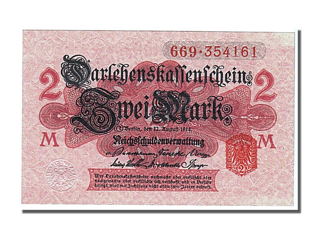 Germany, 2 Mark, 1914, KM #54, 1914-08-12, UNC(65-70)
