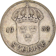 Coin, Sweden, Gustaf V, 25 Öre, 1938, EF(40-45), Silver, KM:785