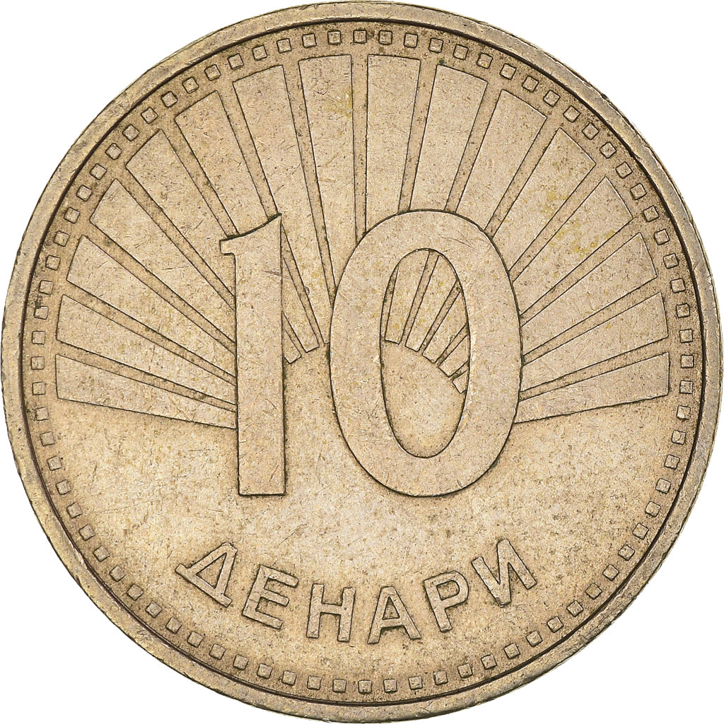 Moneta, Macedonia, 10 Denari, 2008, EF(40-45), Miedź-Nikiel-Cynk, KM:31