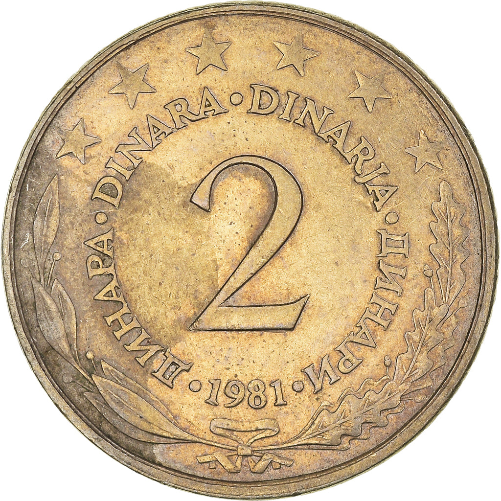 Coin, Yugoslavia, 2 Dinara, 1981, EF(40-45), Copper-nickel