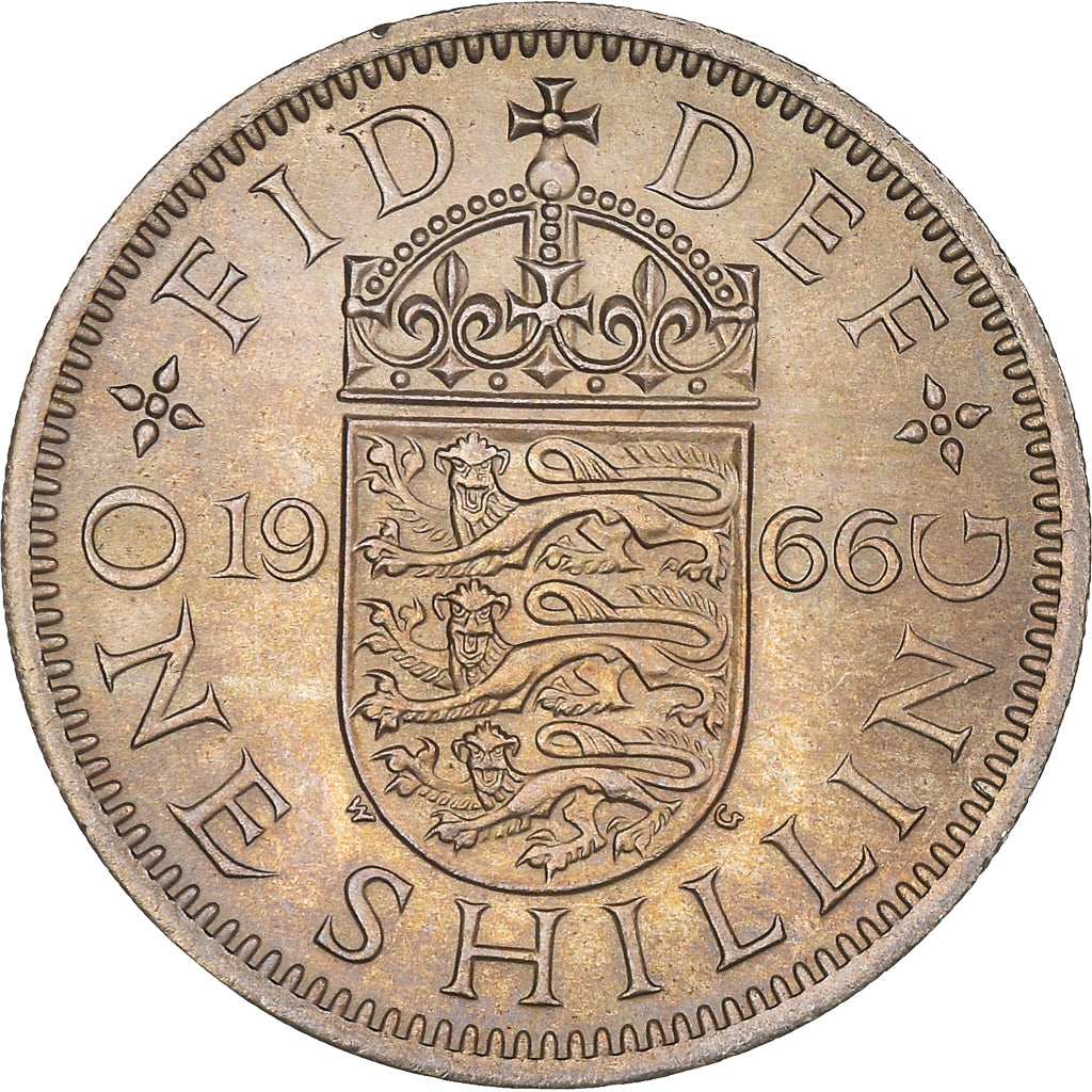 Moneda, Gran Bretaña, Elizabeth II, Shilling, 1966, MBC+, Cobre - níquel