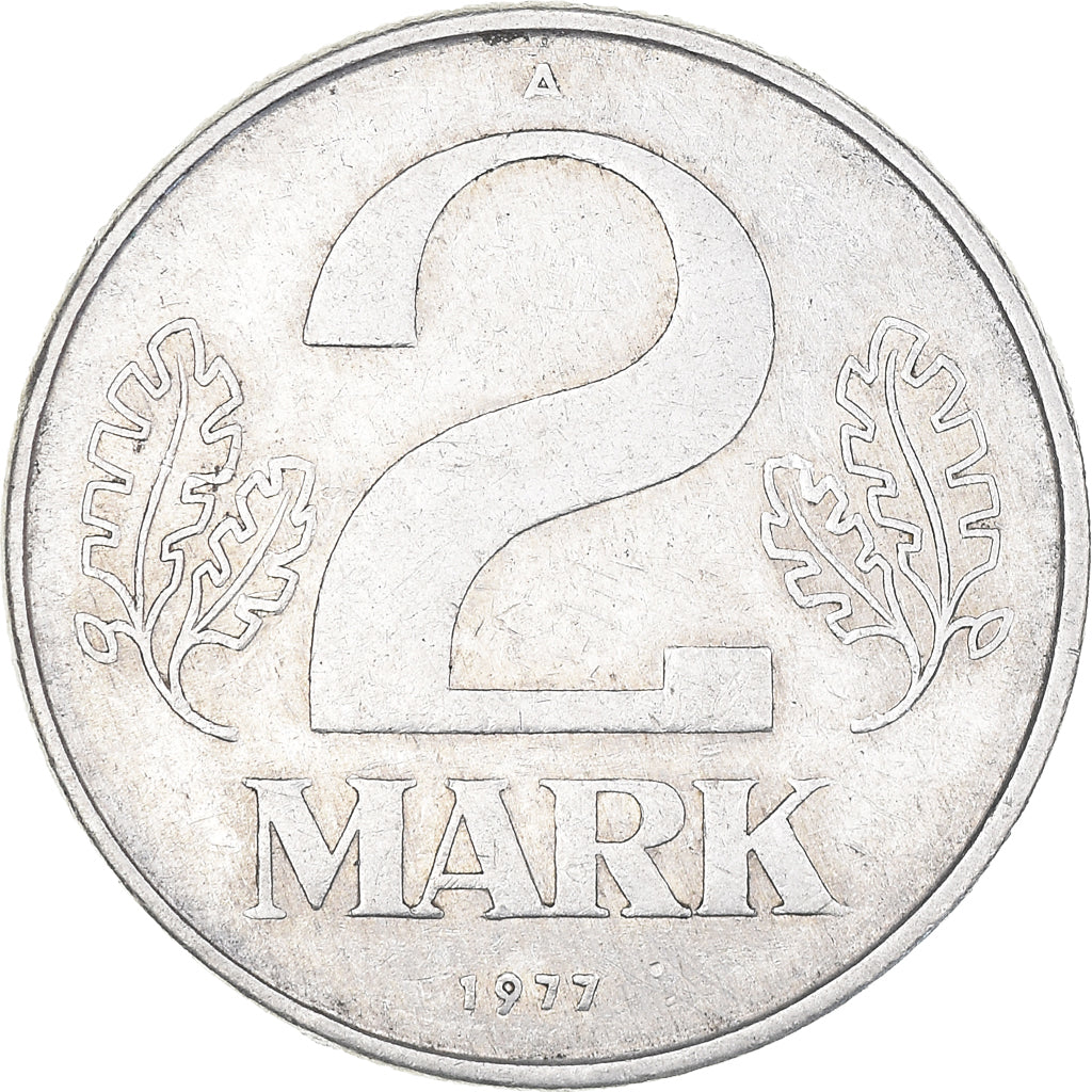 Coin, GERMAN-DEMOCRATIC REPUBLIC, 2 Mark, 1977, Berlin, VF(30-35), Aluminum