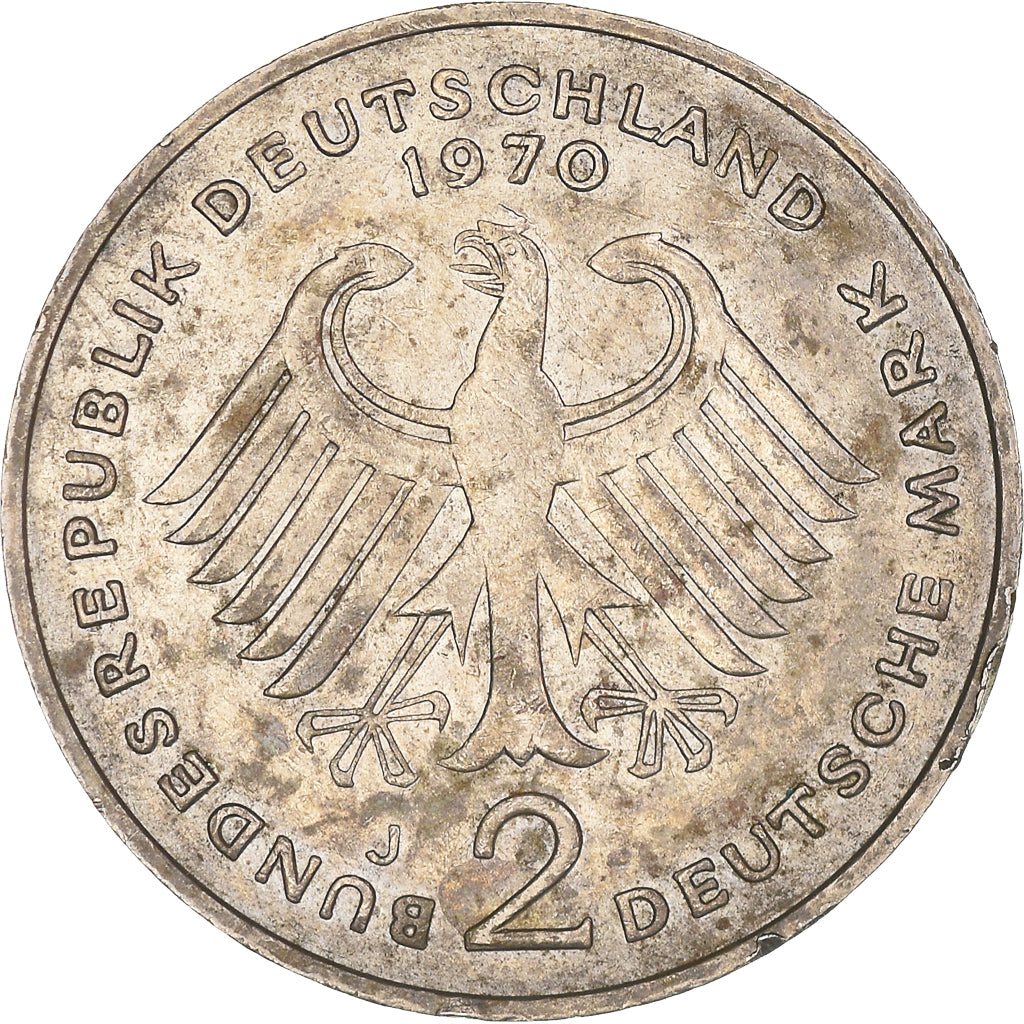 Moneta, GERMANIA - REPUBBLICA FEDERALE, 2 Mark, 1970, Hambourg, MB, Nichel
