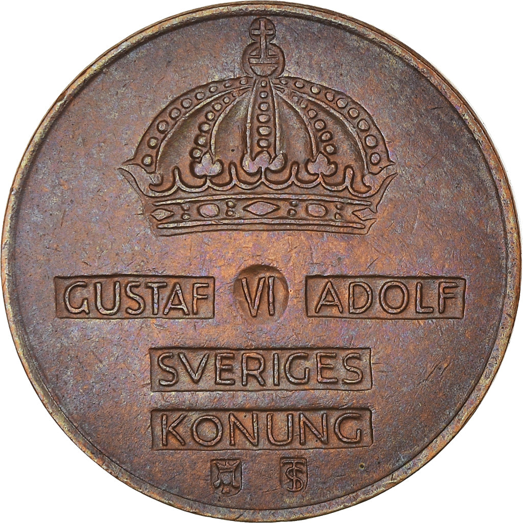 Monnaie, Suède, Gustaf VI, 2 Öre, 1953, TTB+, Bronze, KM:821