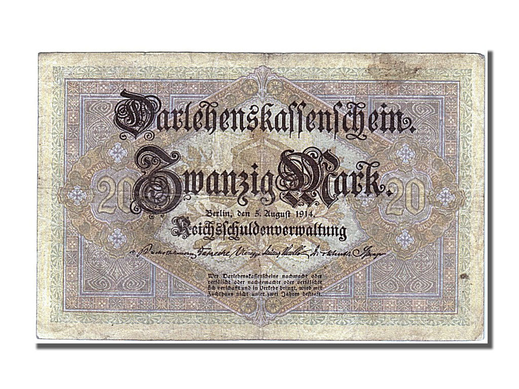 Germany, 20 Mark, 1914, KM #48b, 1914-08-05, EF(40-45), U