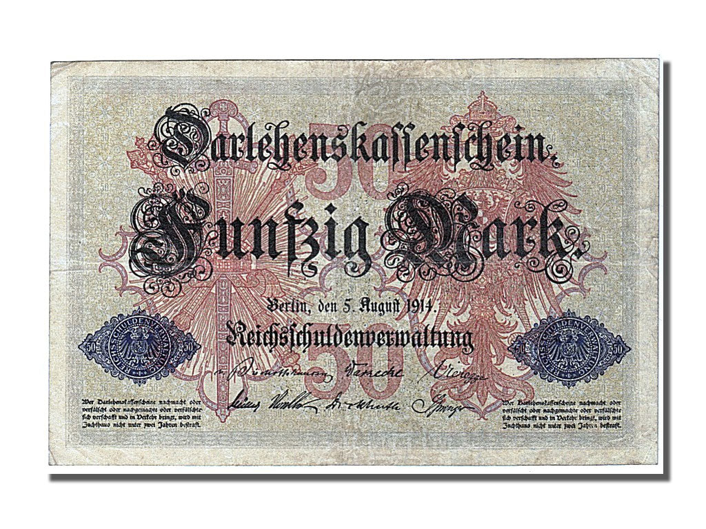Germany, 50 Mark, 1914, KM #49a, 1914-08-05, EF(40-45), P