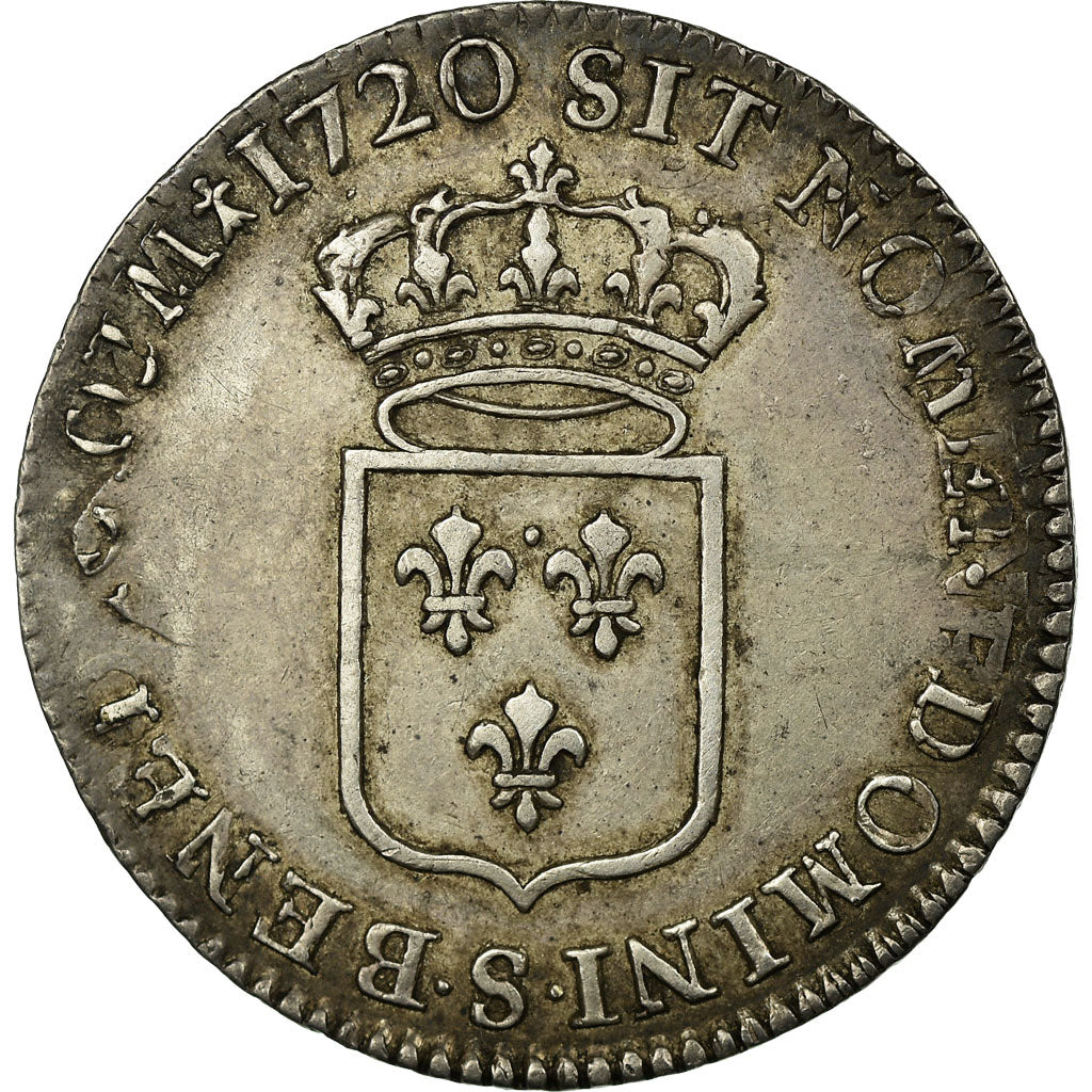Moneda, Francia, Louis XV, 1/3 Écu de France, 1/3 Ecu, 1720, Reims, MBC+