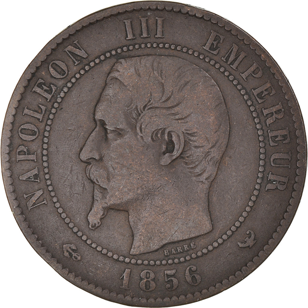 Coin, France, Napoleon III, 10 Centimes, 1856, Lille, VF(30-35), Bronze