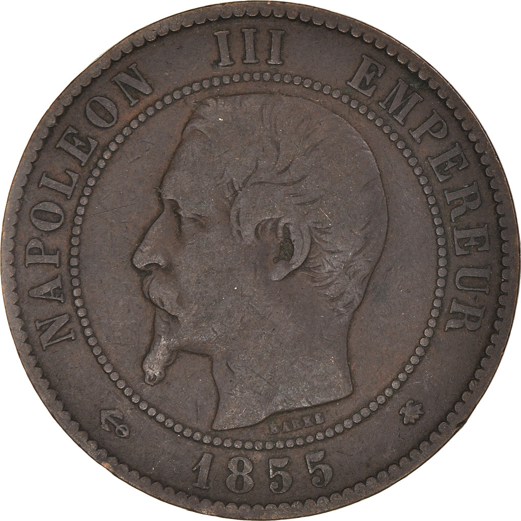 Coin, France, Napoléon III, 10 Centimes, 1855, Strasbourg, VF(30-35), Bronze