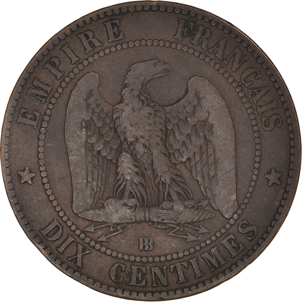 Coin, France, Napoléon III, 10 Centimes, 1855, Strasbourg, VF(30-35), Bronze