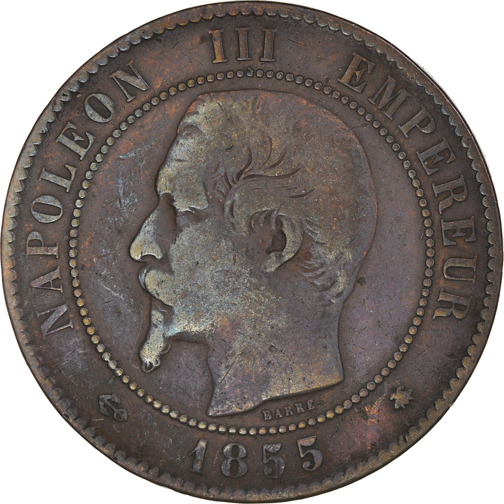 Coin, France, Napoléon III, 10 Centimes, 1855, Strasbourg, VF(30-35), Bronze
