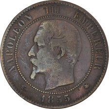 Coin, France, Napoléon III, 10 Centimes, 1855, Strasbourg, VF(30-35), Bronze