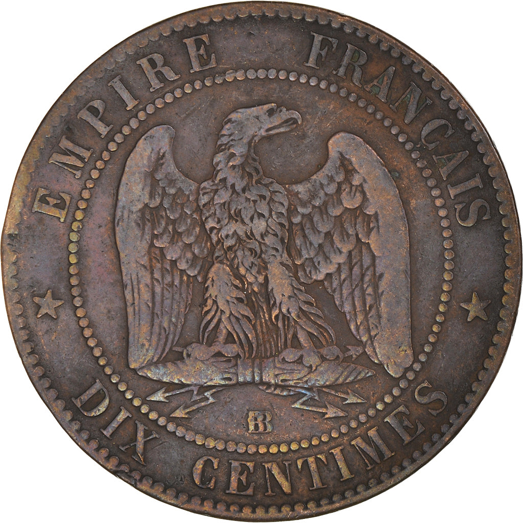 Coin, France, Napoléon III, 10 Centimes, 1855, Strasbourg, VF(30-35), Bronze