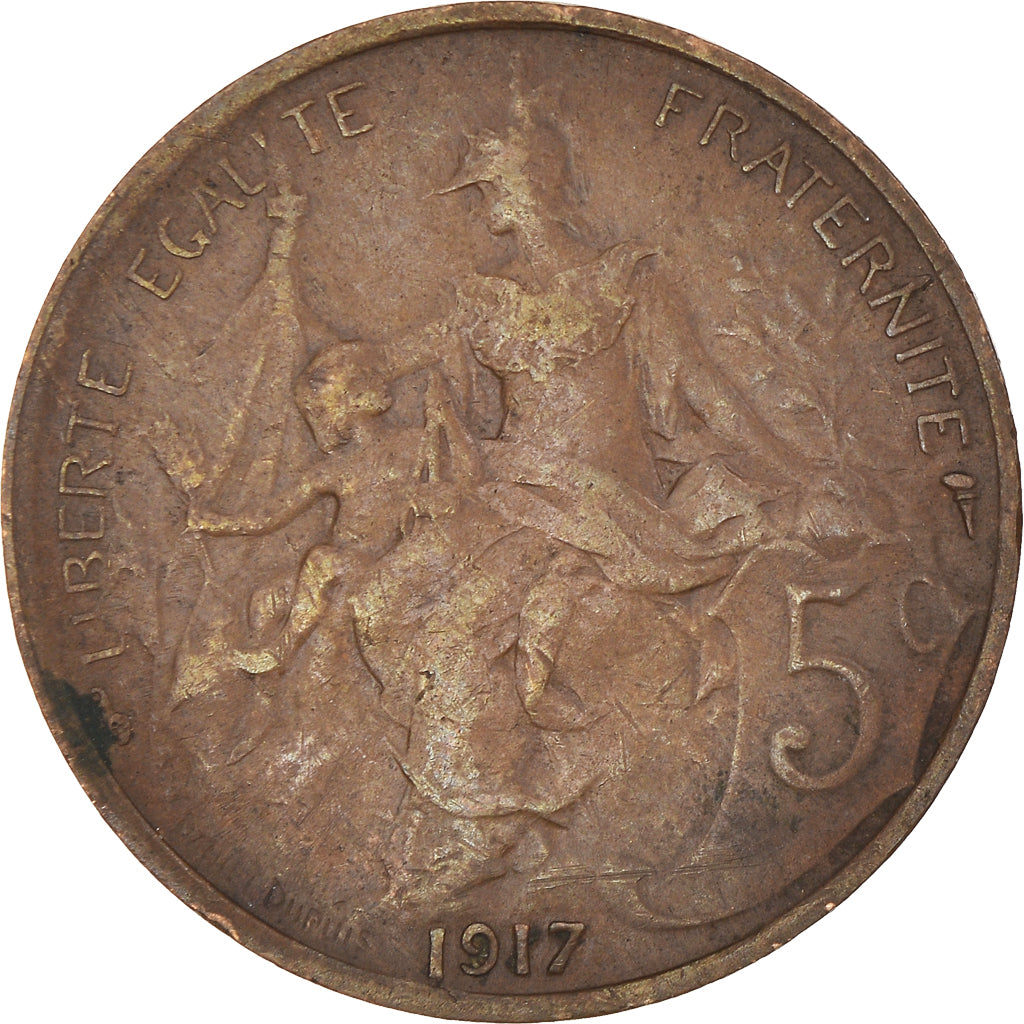 Munten, Frankrijk, Dupuis, 5 Centimes, 1917, Paris, FR, Bronzen, KM:842