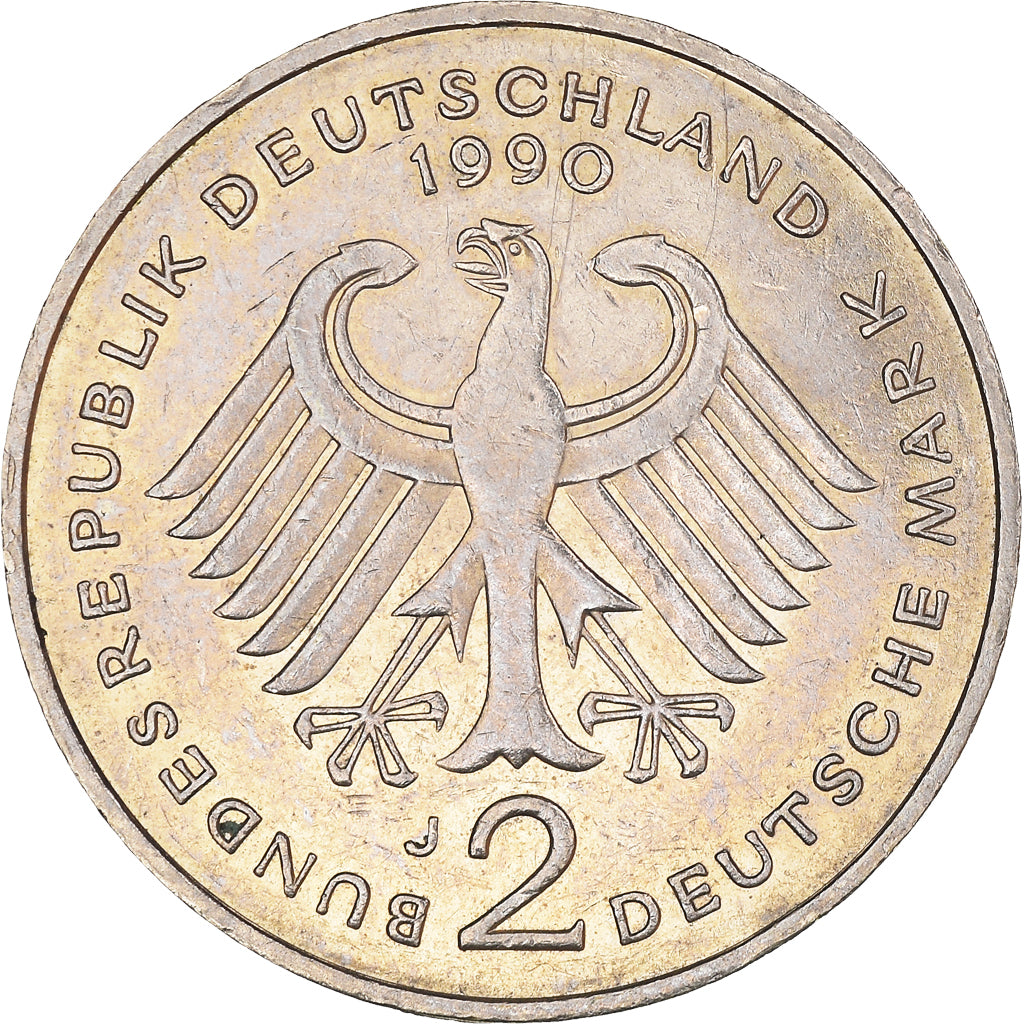 Coin, GERMANY - FEDERAL REPUBLIC, 2 Mark, 1990, Hambourg, EF(40-45)