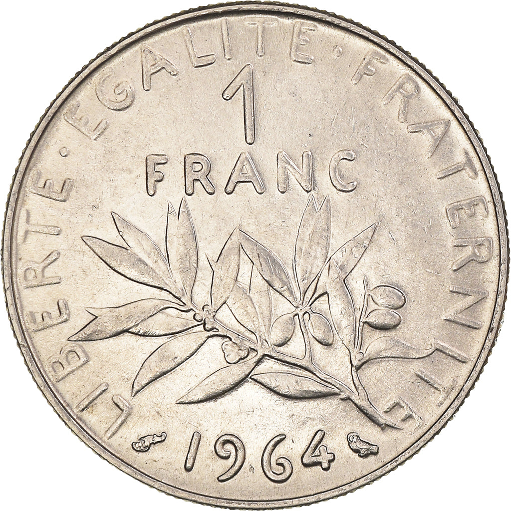 Moneta, Francja, Semeuse, Franc, 1964, Paris, AU(55-58), Nikiel, KM:925.1