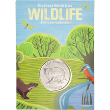 Coin, Guernsey, Badger., 10 Pence, 2021, FDC, MS(65-70), Acier plaqué nickel