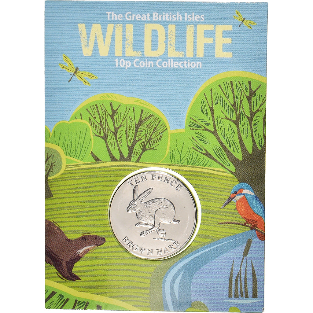 Coin, Guernsey, Brown  Hare, 10 Pence, 2021, FDC, MS(65-70), Acier plaqué