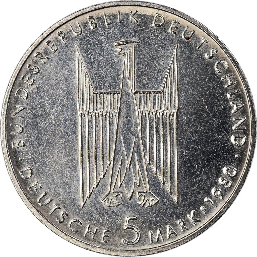 Coin, GERMANY - FEDERAL REPUBLIC, 5 Mark, 1980, Stuttgart, Germany, EF(40-45)