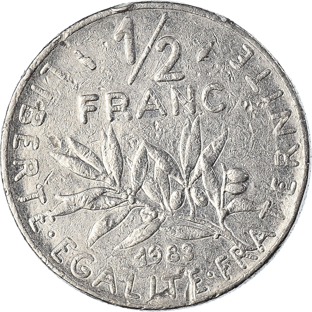 Moeda, França, Semeuse, 1/2 Franc, 1983, Paris, VF(30-35), Níquel, KM:931.1