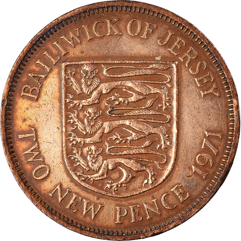 Moneta, Jersey, Elizabeth II, 2 New Pence, 1971, VF(20-25), Brązowy, KM:31