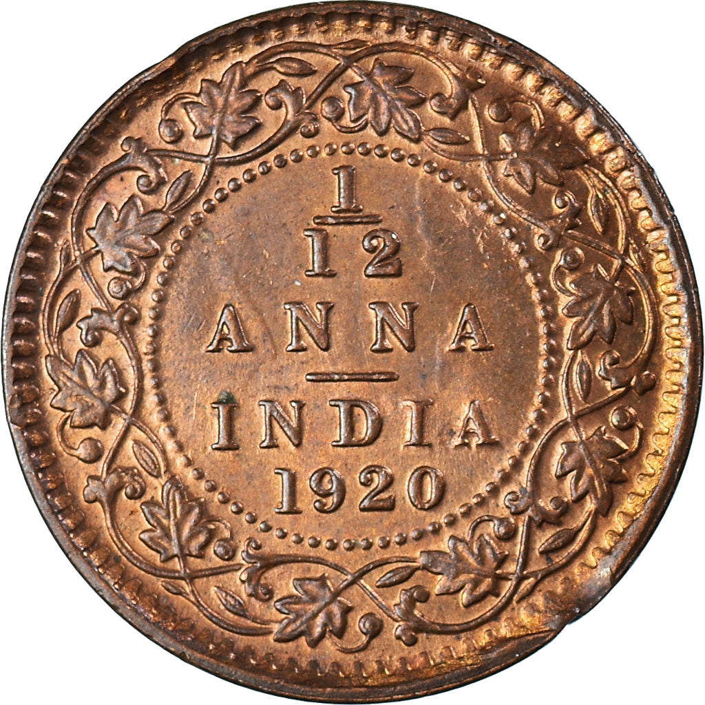 Coin, INDIA-BRITISH, George V, 1/12 Anna, 1 Pie, 1920, EF(40-45), Bronze, KM:509