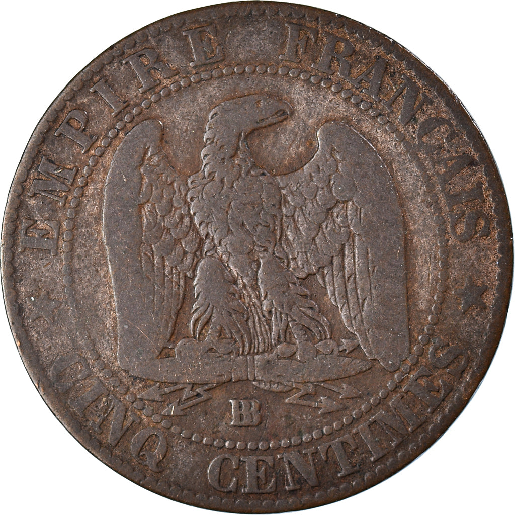 Coin, France, Napoléon III, 5 Centimes, 1855, Strasbourg, VF(20-25), Bronze