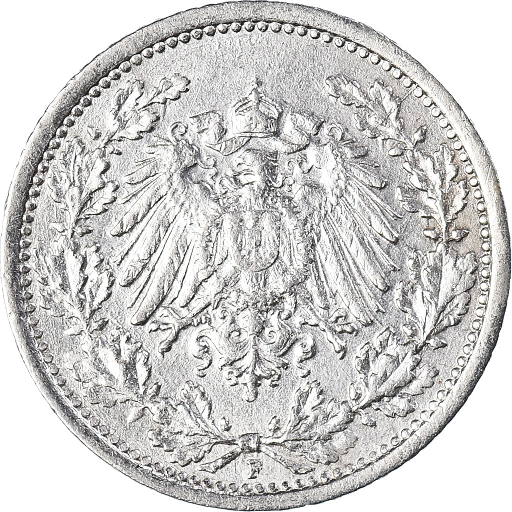 Coin, German States, 1/2 Mark, 1918, Stuttgart, AU(55-58), Silver, KM:17