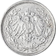 Coin, German States, 1/2 Mark, 1918, Stuttgart, AU(55-58), Silver, KM:17