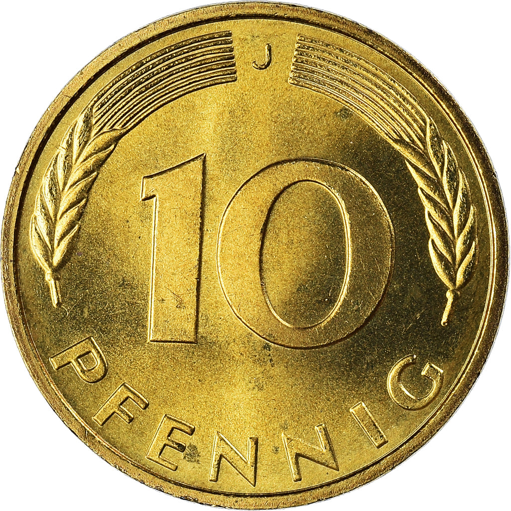 Munten, Federale Duitse Republiek, 10 Pfennig, 1996, Hambourg, ZF+, Brass Clad