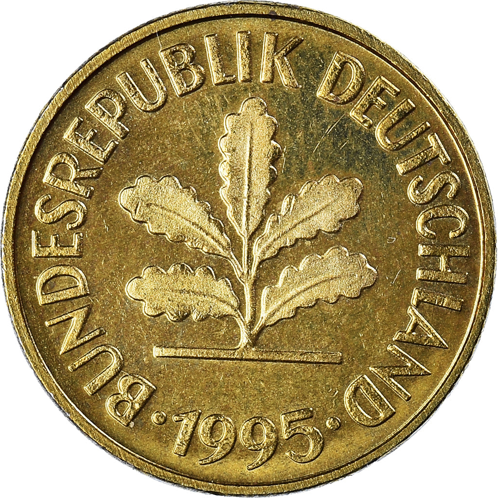 Moeda, ALEMANHA - REPÚBLICA FEDERAL, 5 Pfennig, 1995, Karlsruhe, AU(50-53)