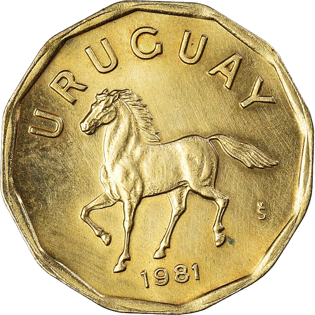 Coin, Uruguay, 10 Centesimos, 1981, Santiago, MS(63), Aluminum-Bronze, KM:66