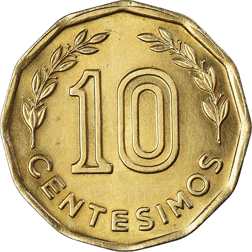 Coin, Uruguay, 10 Centesimos, 1981, Santiago, MS(63), Aluminum-Bronze, KM:66