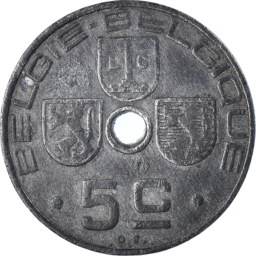 Coin, Belgium, 5 Centimes, 1942, AU(50-53), Zinc, KM:124