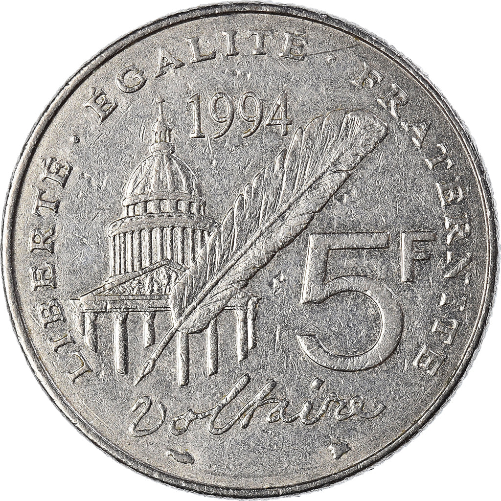 Monnaie, France, Voltaire, 5 Francs, 1994, Paris, TB+, Nickel, Gadoury:775