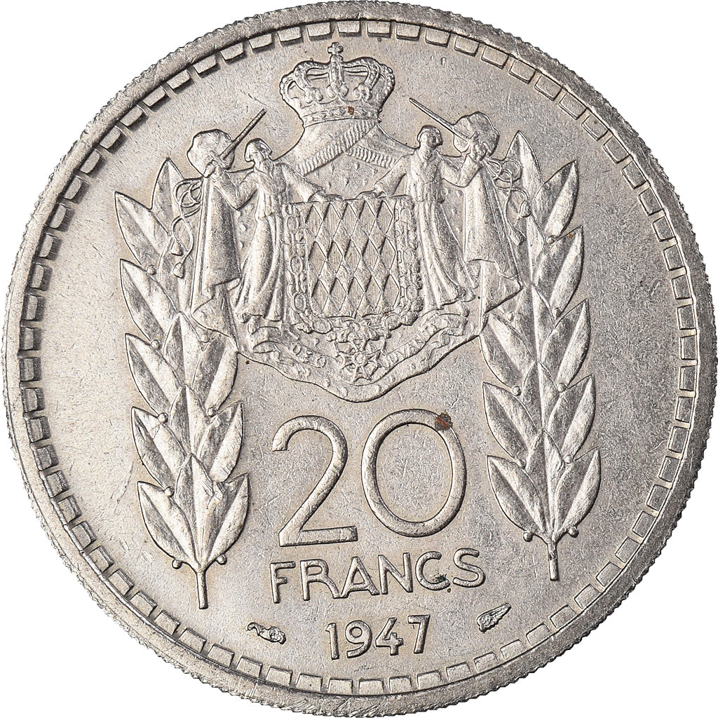 Monnaie, Monaco, Louis II, 20 Francs, Vingt, 1947, TTB+, Cupro-nickel
