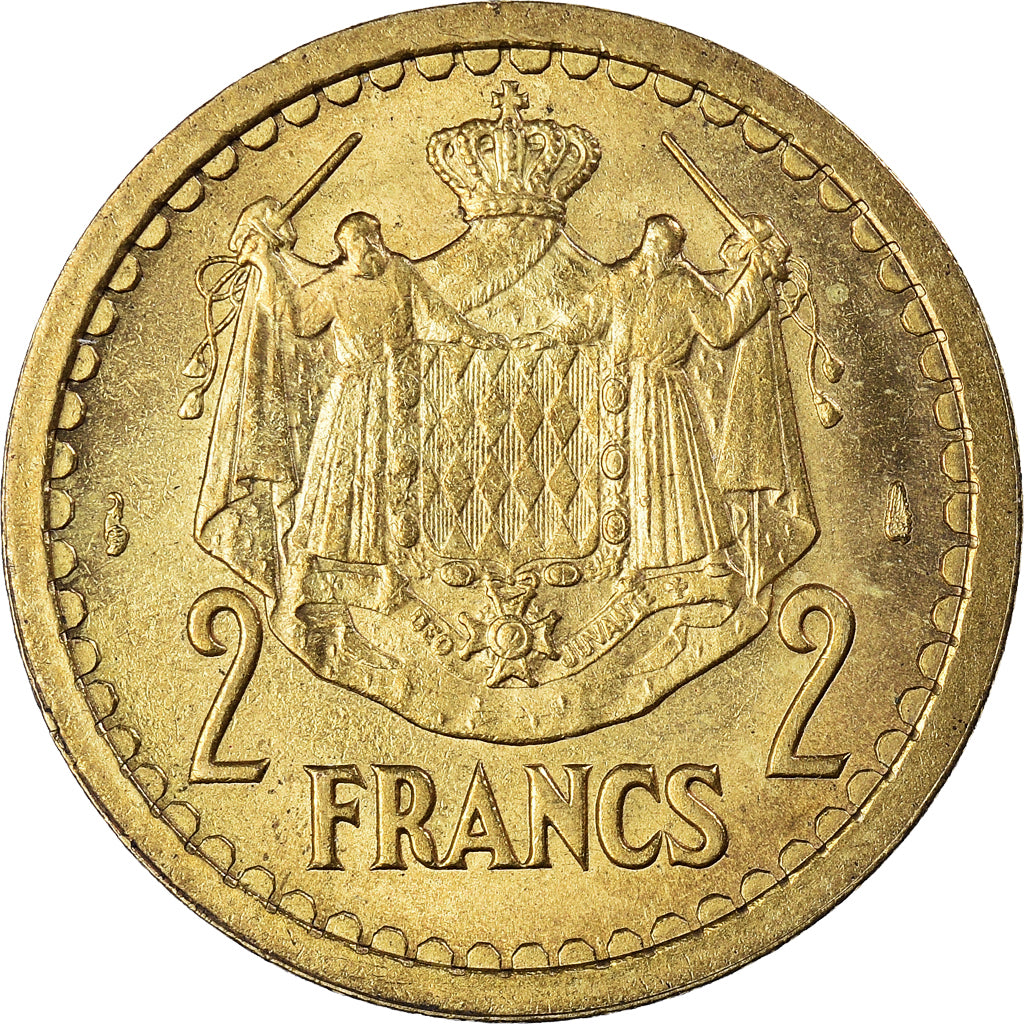 Münze, Monaco, 2 Francs, 1943, Paris, SS+, Cupro-Aluminium, Gadoury:134