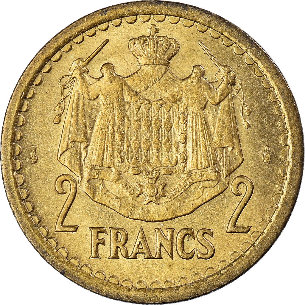 Münze, Monaco, 2 Francs, 1943, Paris, SS+, Cupro-Aluminium, Gadoury:134