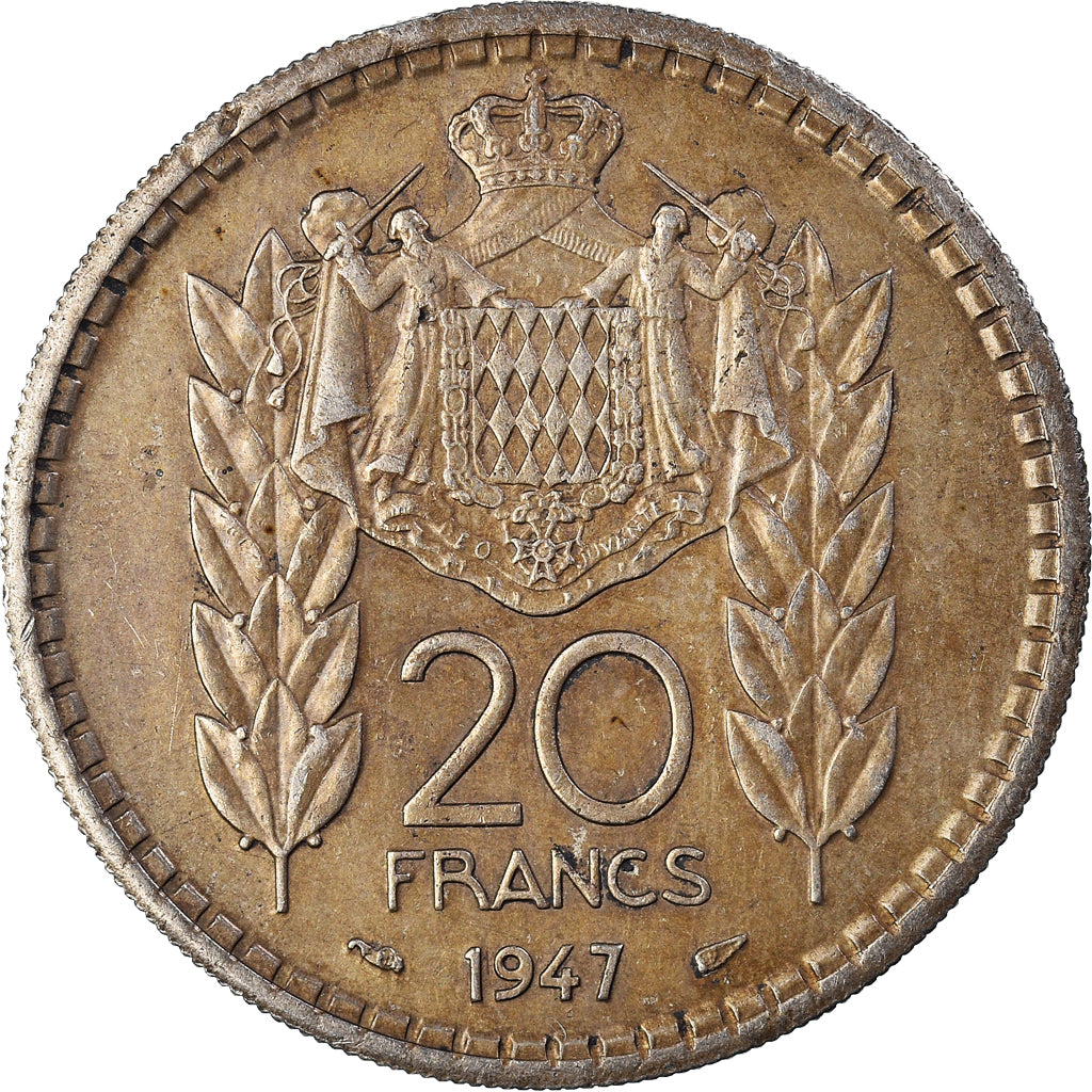 Münze, Monaco, Louis II, 20 Francs, Vingt, 1947, S+, Kupfer-Nickel, KM:124