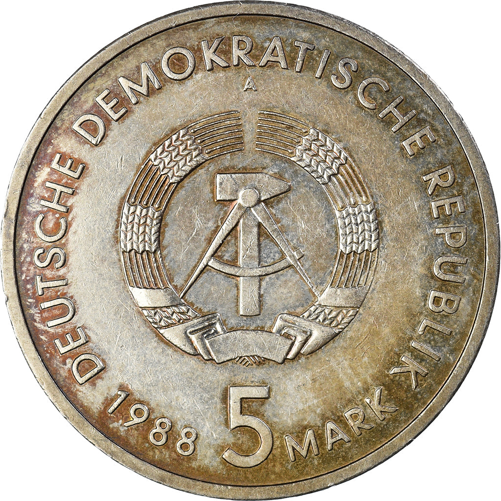 Coin, GERMAN-DEMOCRATIC REPUBLIC, 5 Mark, 1988, Berlin, VF(30-35)