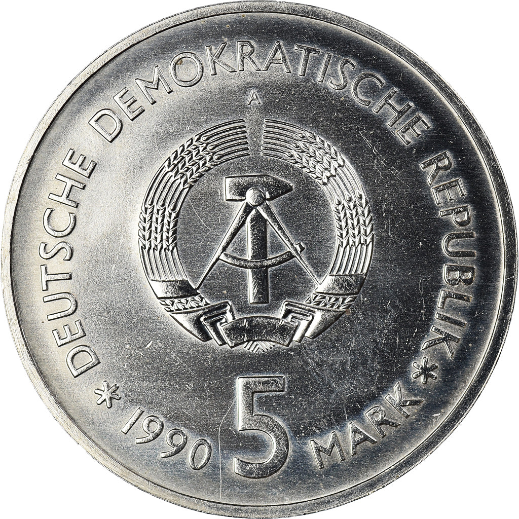 Coin, GERMAN-DEMOCRATIC REPUBLIC, 5 Mark, 1990, Berlin, AU(50-53)