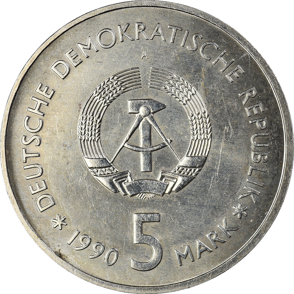 Coin, GERMAN-DEMOCRATIC REPUBLIC, 5 Mark, 1990, Berlin, VF(30-35)