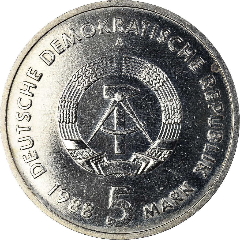 Coin, GERMAN-DEMOCRATIC REPUBLIC, 5 Mark, 1988, Berlin, EF(40-45)