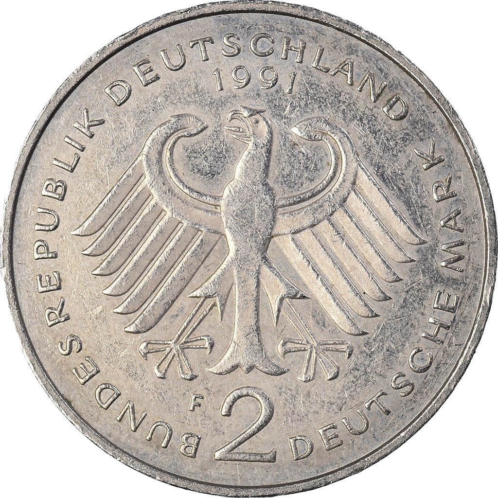 Coin, GERMANY - FEDERAL REPUBLIC, 2 Mark, 1991, Stuttgart, EF(40-45)