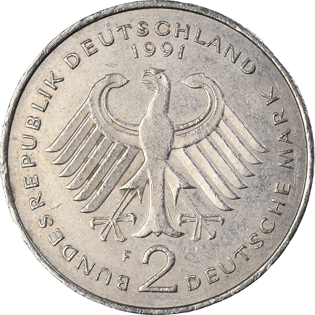 Coin, GERMANY - FEDERAL REPUBLIC, 2 Mark, 1991, Stuttgart, EF(40-45)