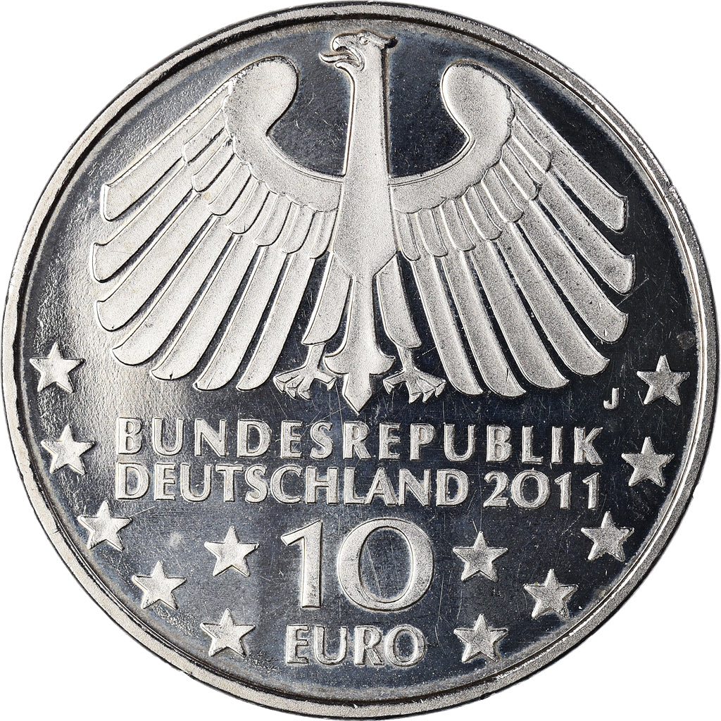 Niemcy - RFN, 10 Euro, 2011, Hamburg, MS(63), Miedź-Nikiel, KM:302
