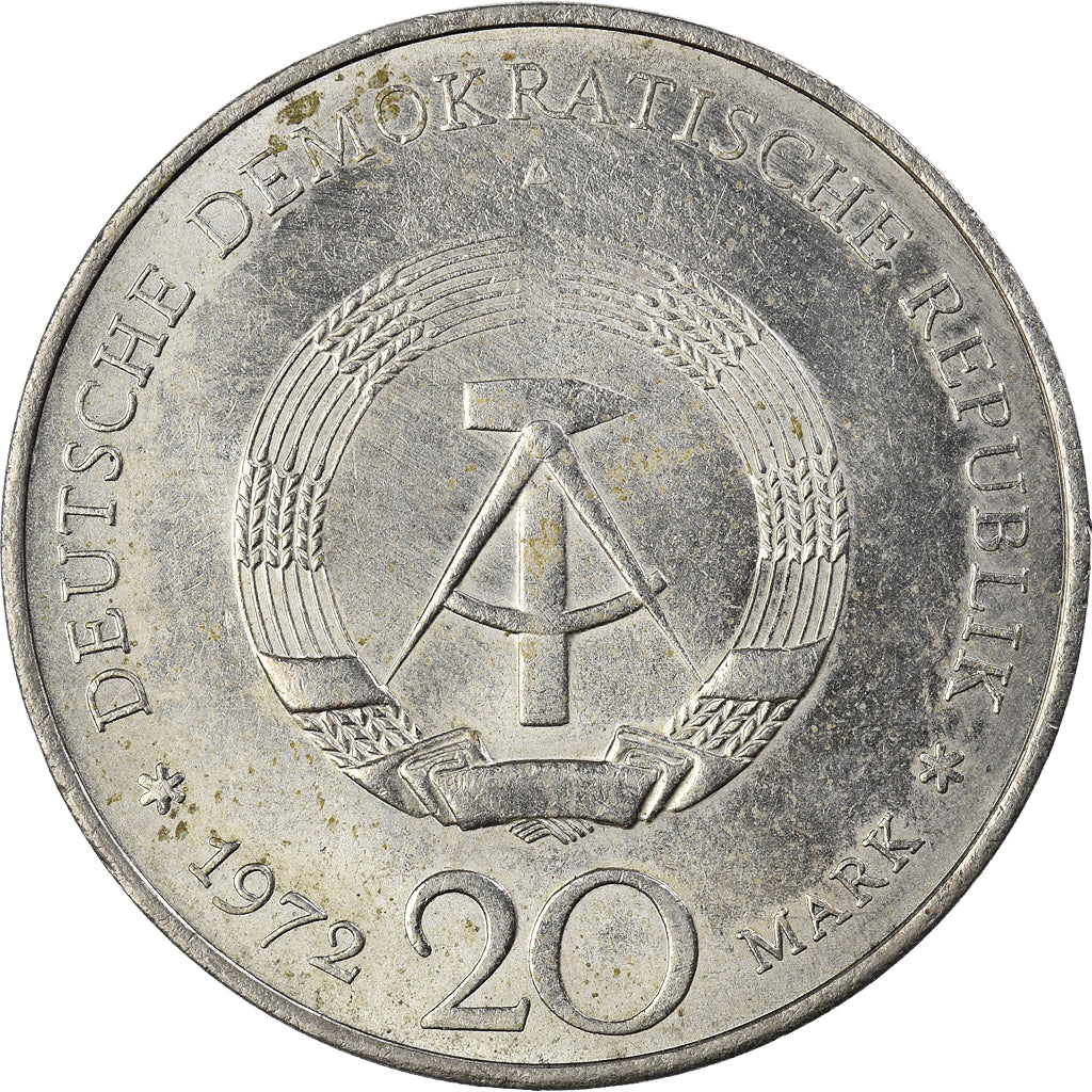 Coin, GERMAN-DEMOCRATIC REPUBLIC, 20 Mark, 1972, Berlin, VF(30-35)