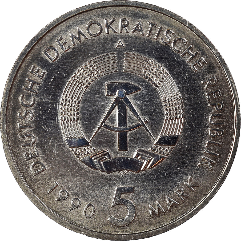 Coin, GERMAN-DEMOCRATIC REPUBLIC, 5 Mark, 1990, Berlin, 500 Years of Postal