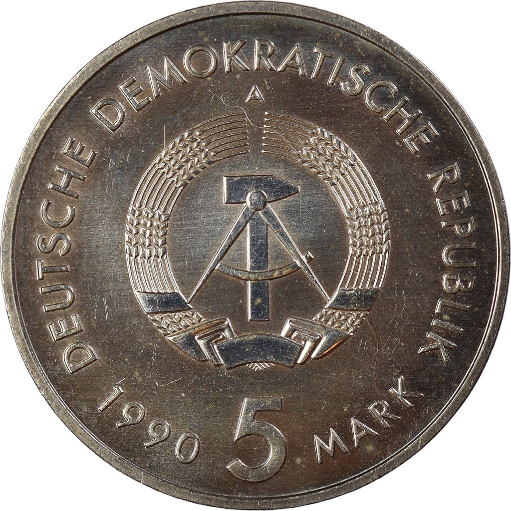 Coin, GERMAN-DEMOCRATIC REPUBLIC, 5 Mark, 1990, Berlin, 500 Years of Postal