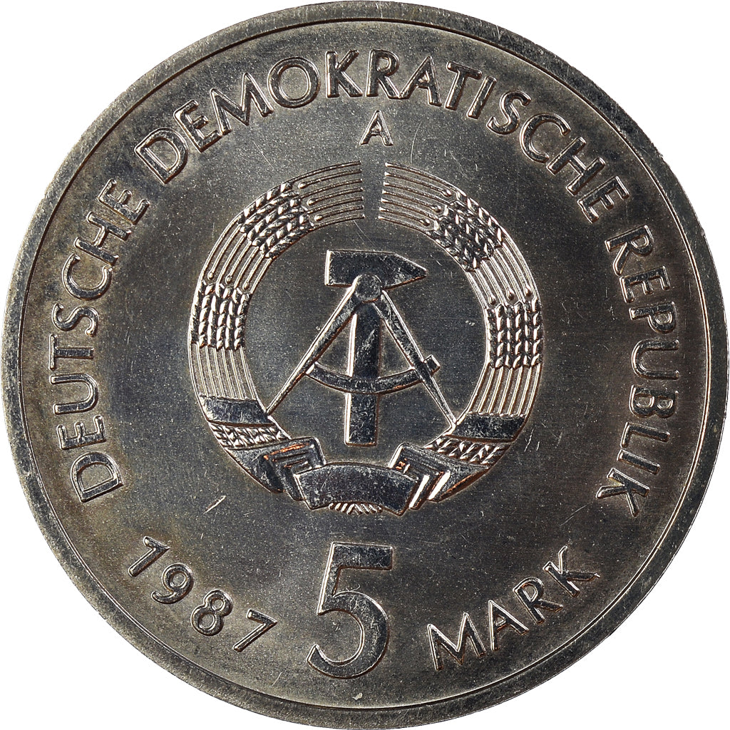 Coin, GERMAN-DEMOCRATIC REPUBLIC, 5 Mark, 1987, Berlin, AU(55-58)
